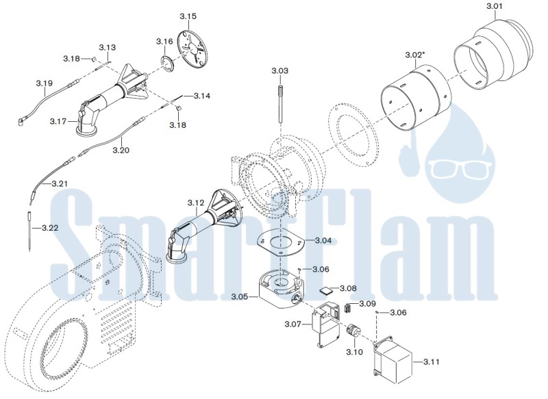 Запасные части к газовой горелке Weishaupt WM-G20/2-A/ZM-LN (W-FM 50) 3 Запасные части к газовой горелке Weishaupt WM-G20/2-A/ZM-LN (W-FM 50). Схема 3.