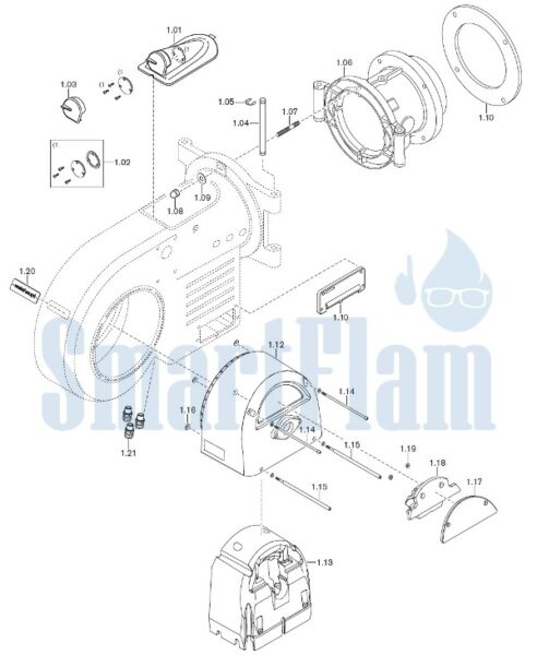 Запасные части к газовой горелке Weishaupt WM-G20/2-A/ZMI (W-FM 50). Схема 1.