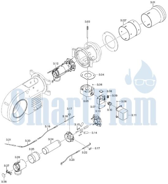 Запасные части к газовой горелке Weishaupt WM-G20/2-A/ZMI (W-FM 50). Схема 3.