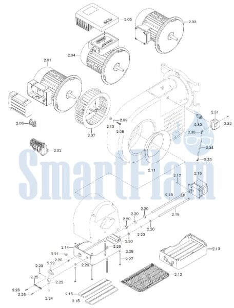 Запасные части к газовой горелке Weishaupt WM-G30/4-A/ZM (W-FM 100/200) 2 Запасные части к газовой горелке Weishaupt WM-G30/4-A/ZM (W-FM 100/200). Схема 2.