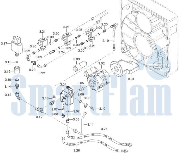 Запасные части к комбинированной горелке Weishaupt WGL30/1-C/ZM. Схема 3.