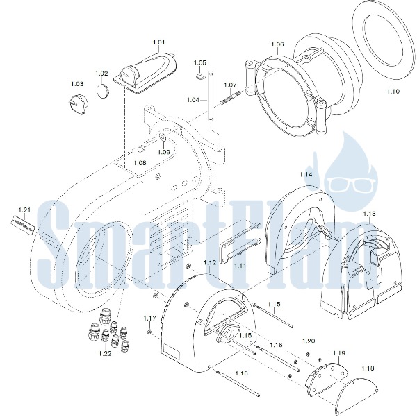 Запасные части к комбинированной горелке Weishaupt WM-GL30/1-A/ZM-T (W-FM 54). Схема 1.