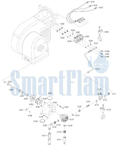 Запасные части к комбинированной горелке Weishaupt WM-GL30/1-A/ZM-T (W-FM 54). Схема 3.