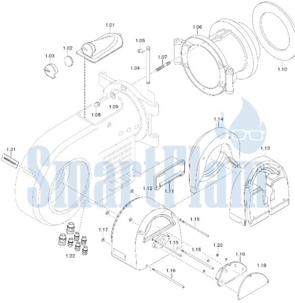 Запасные части к комбинированной горелке Weishaupt WM-GL30/3-A/ZM-R (W-FM 100/200). Схема 1.