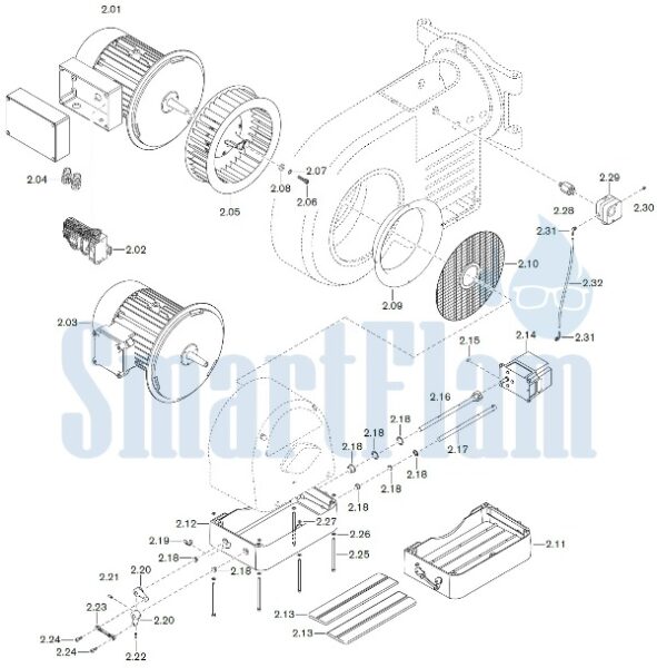 Запасные части к комбинированной горелке Weishaupt WM-GL30/3-A/ZM-R (W-FM 100/200). Схема 2.