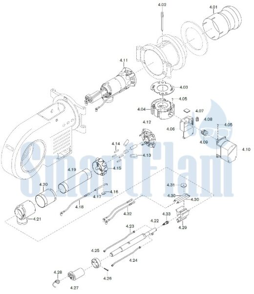 Запасные части к комбинированной горелке Weishaupt WM-GL30/3-A/ZM-R (W-FM 100/200). Схема 4.