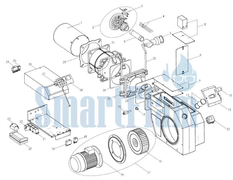 Запасные части для газовой горелки Giersch MG3.3/4-ZM с электрической коробкой 10 Газовая горелка Giersch MG3.3/4-ZM с электрической коробкой
