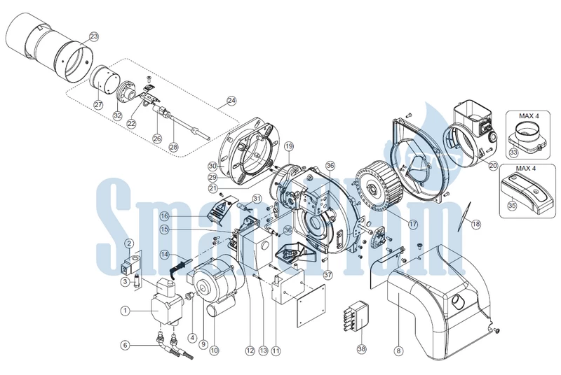 Схема Ecoflam MAX 4 Low Nox