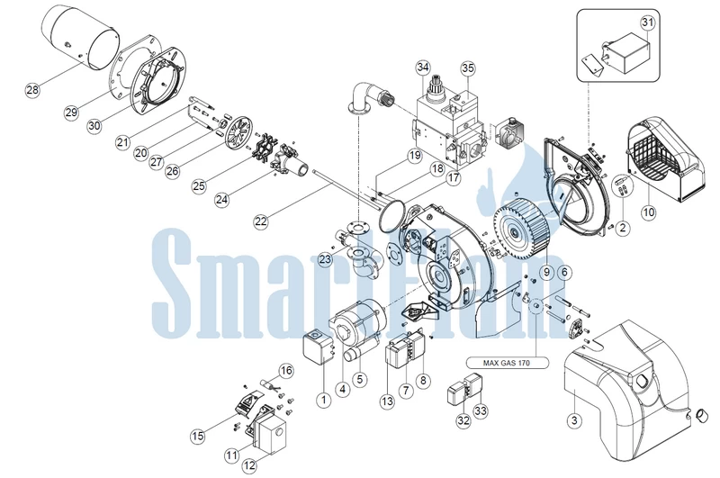 Схема Ecoflam MAX GAS 170 PR Low Nox / MAX GAS 250 PR Low Nox
