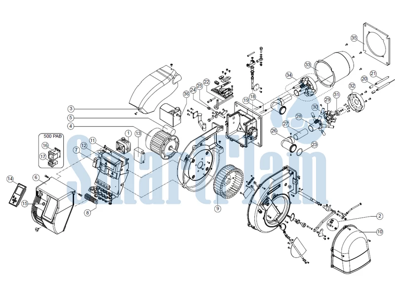 Схема Ecoflam MAX GAS 350 P AB TW Low Nox / MAX GAS 500 P AB TW Low Nox