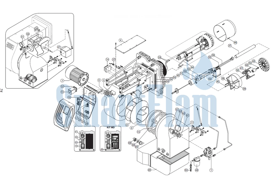 Схема Ecoflam MAIOR P 700.1 PR MD / MAIOR P 800.1 PR MD / MAIOR P 1000.1 PR MD / MAIOR P 1200.1 PR MD