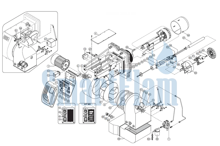 Схема Ecoflam MAIOR P 700.1 PR / MAIOR P 800.1 PR / MAIOR P 1000.1 PR / MAIOR P 1200.1 PR