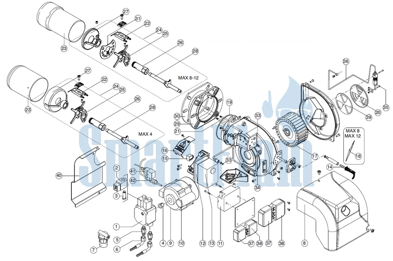 Схема Ecoflam MAX 4 AB HS CV / MAX 8 AB HS CV / MAX 12 AB HS CV