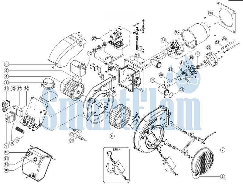 Запасные части для газовой горелки Ecoflam MAX GAS 350 P Low Nox / MAX GAS 350 P AB Low Nox / MAX GAS 500 P Low Nox / MAX GAS 500 P AB Low Nox 1