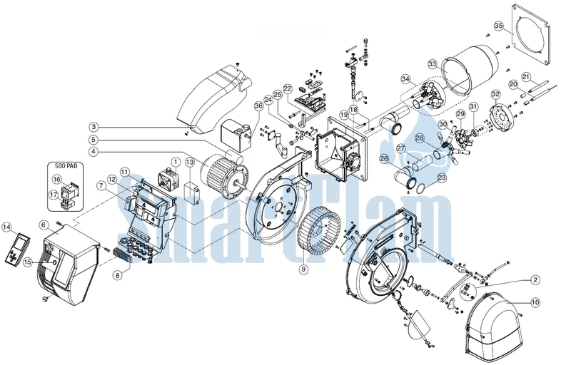 Схема Ecoflam MAX GAS 350 PAB TW LN / MAX GAS 500 PAB TW LN