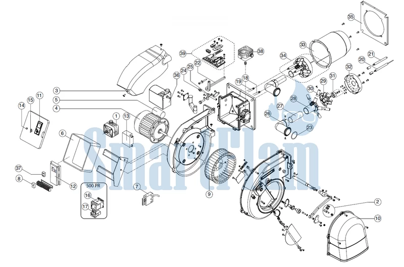 Схема Ecoflam MAX GAS 350 PRE BT330 / MAX GAS 500 PRE BT330