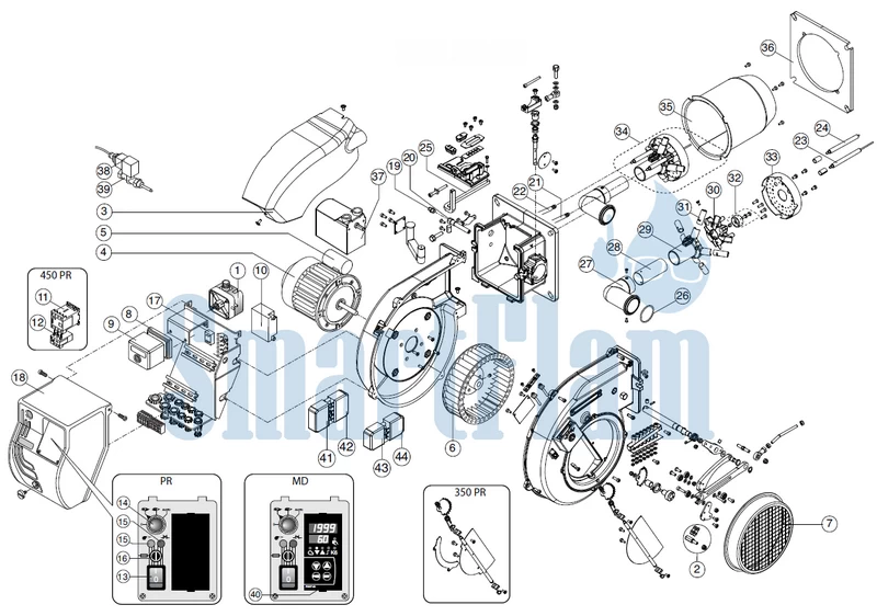 Схема Ecoflam MAX GAS 350 PR-MD HT Low Nox / MAX GAS 500 PR-MD HT Low Nox