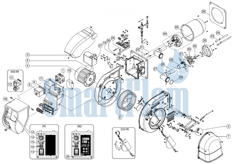 Схема Ecoflam MAX GAS 350 PR-MD Low Nox / MAX GAS 500 PR-MD Low Nox