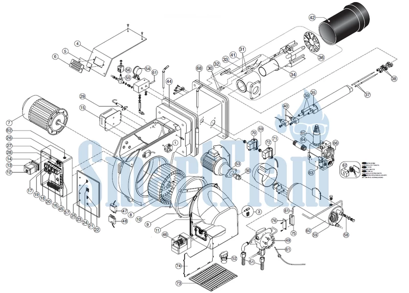 Запасные части для комбинированной горелки Ecoflam MULTIFLAM 50 AB / MULTIFLAM 70 AB / MULTIFLAM 120 AB 1